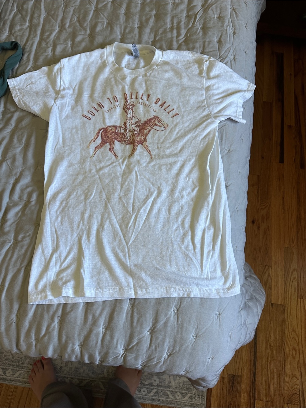 Gildan White Men's Graphic Tee with Brown Cowboy Print
